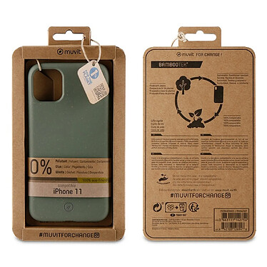 Muvit Coque pour iPhone 11 Bambootek Antibactérienne Vert pâle pas cher