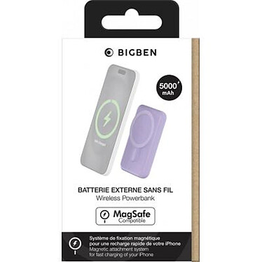 BigBen Connected Powerbank USB A / USB C 10W 5000mAh Induction Compatible MagSafe Violet pas cher