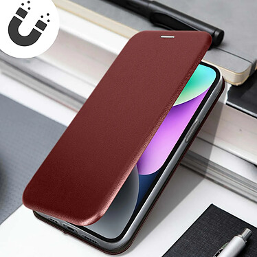 Acheter Avizar Housse pour iPhone 14 Plus Clapet Porte-carte Support vidéo Finition Satinée  bordeaux