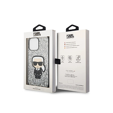 Avis Karl Lagerfeld Coque pour Apple iPhone 14 Pro Glitter Flakes Ikonik Argent