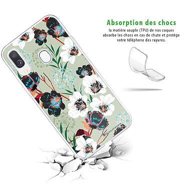 Avis LaCoqueFrançaise Coque Samsung Galaxy A20e 360 intégrale transparente Motif Fleurs vert d'eau Tendance