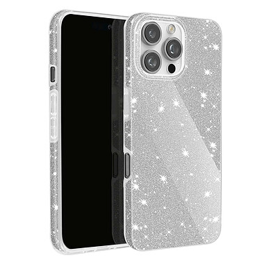 Avizar Coque Paillette pour iPhone 16 Pro Max Hybride Design Glamour Argent