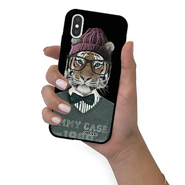 Evetane Coque iPhone X/ Xs Silicone Liquide Douce noir Tigre Fashion pas cher