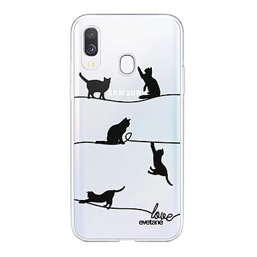 Evetane Coque Samsung Galaxy A40 360 intégrale transparente Motif Chat Lignes Tendance