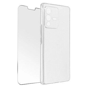 Avizar Coque pour Vivo V23 Pro Silicone Souple et Film Verre Trempé 9H  Transparent