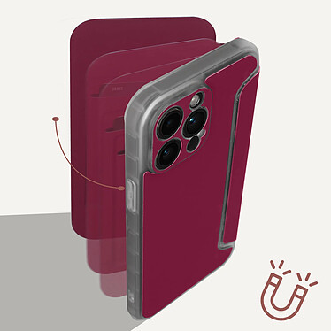 Avizar Etui pour iPhone 14 Pro Max Clapet Magnétique avec Porte Carte  bordeaux pas cher