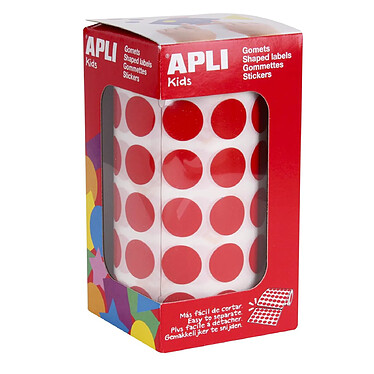 APLI Rouleau de 2832 Gommettes Rondes 15 mm Rouge