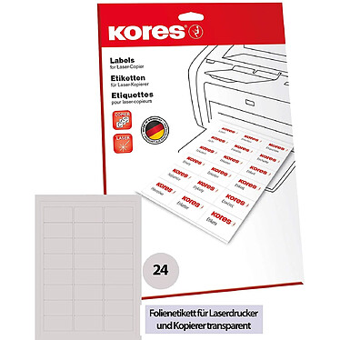 KORES Etiquette en film, 63,5 x 33,9 mm, transparent