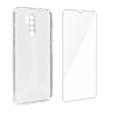 Avizar Coque Xiaomi Redmi 9 Souple et Film Verre Trempé 9H transparent