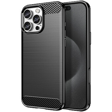 Avizar Coque pour iPhone 16 Pro Antichoc Design Carbone Brossé Noir