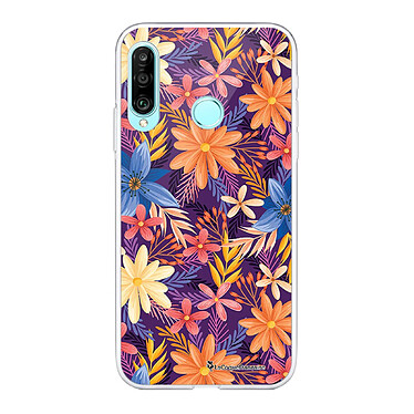 LaCoqueFrançaise Coque Huawei P30 Lite/ P30 Lite XL 360 intégrale transparente Motif Fleurs violettes et oranges Tendance