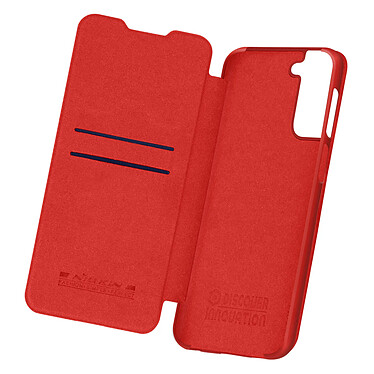 Nillkin Housse pour Samsung Galaxy S21 Plus Étui Folio Porte-carte Cuir Véritable Qin  Rouge