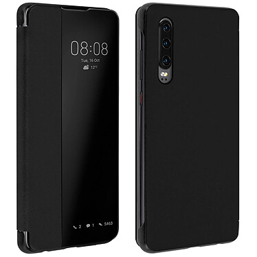 Avizar Housse Huawei P30 Étui Grande Fenêtre Translucide Coque Rigide noir