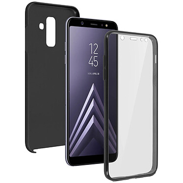 Avizar Coque Galaxy A6 Plus Protection Silicone + Arrière Polycarbonate - noir