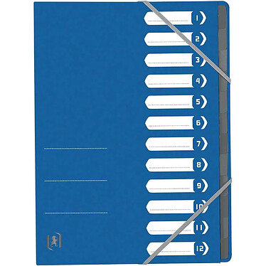 OXFORD Trieur Top File+, A4, 12 compartiments, bleu