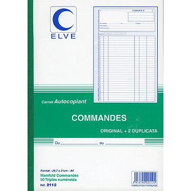 ELVE Manifold COMMANDES 297 x 210 mm 50 Feuillets Tripli