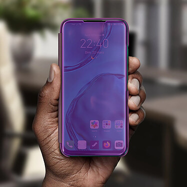 Acheter Avizar Housse Huawei P40 Lite Clapet translucide Design Miroir Support Vidéo Violet