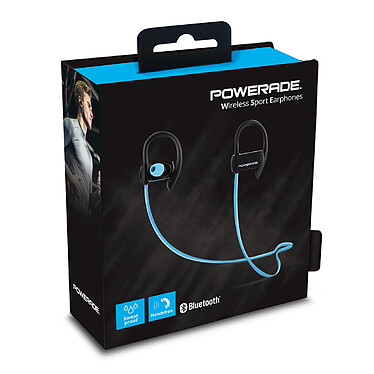 Powerade 480022 - Ecouteurs intra auriculaire sport bluetooth - noir et bleu cyan pas cher