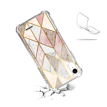 Acheter Evetane Coque iPhone Xr anti-choc souple angles renforcés transparente Motif Marbre Rose Losange