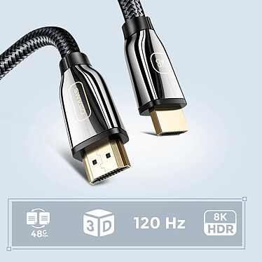 Acheter Usams Câble HDMI 2.1 Ultra HD 8K Tressé Résistant 2 mètres Noir