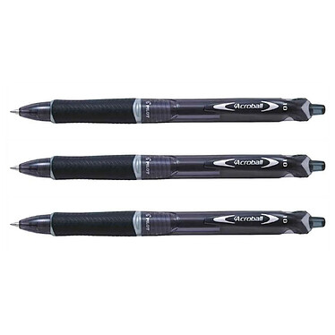 PILOT Stylo Bille ACROBALL Begreen pointe fine Noir x 3