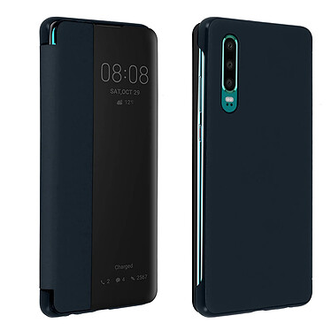 Avizar Housse Huawei P30 Étui Grande Fenêtre Translucide Coque Rigide bleu nuit