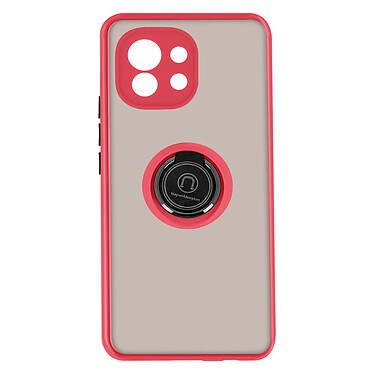 Avizar Coque Xiaomi Mi 11 5G Bi-matière Bague Métallique Fonction Support rouge