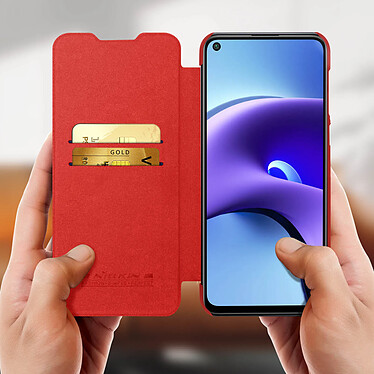 Avis Nillkin Housse pour Xiaomi Redmi Note 9T 5G Étui Folio Porte-carte Cuir Véritable Qin  Rouge