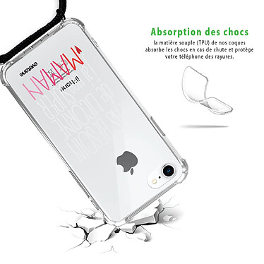 Avis Evetane Coque cordon iPhone 7/8/ iPhone SE 2020 noir Dessin Je suis une princesse