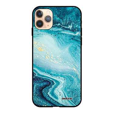 Evetane Coque iPhone 11 Pro Silicone Liquide Douce noir Bleu Nacré Marbre