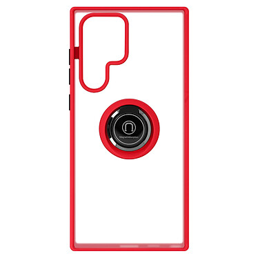 Avizar Coque pour Samsung Galaxy S22 Ultra Bi-matière Bague Métallique Support Vidéo  rouge