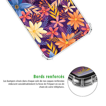 Acheter LaCoqueFrançaise Coque iPhone 12 mini anti-choc souple angles renforcés transparente Motif Fleurs violettes et oranges