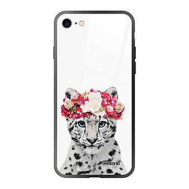 Evetane Coque iPhone 7/8/ iPhone SE 2020/ 2022 Coque Soft Touch Glossy Leopard Couronne Design