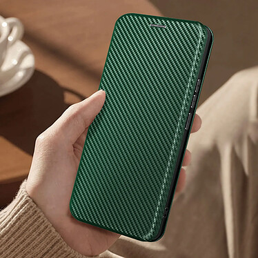 Avis Avizar Etui pour Realme 11 Pro Plus et 11 Pro effet carbone clapet magnétique support vidéo  Vert foncé