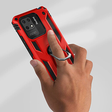 Avis Avizar Coque pour Xiaomi Redmi 10C Antichoc Bi-matière Bague Support Vidéo  rouge