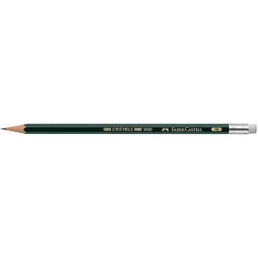 FABER-CASTELL Crayon à papier 9000 Héxagonal Mine 2 mm B Bout Gomme x 12