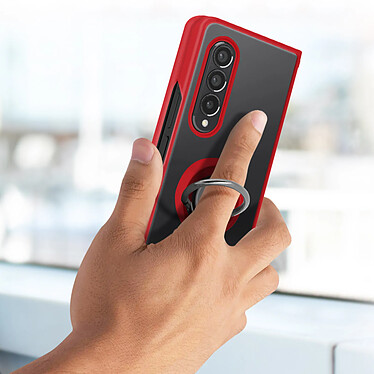 Avis Avizar Coque Samsung Galaxy Z Fold 3 Bi-matière Bague Métallique Support Vidéo Rouge