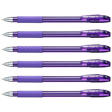 PENTEL Stylo Bille à Capuchon IFeel-it! BX487 Pointe Moyenne Violet x 6