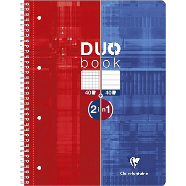 CLAIREFONTAINE Cahier DUOBOOK, A4, mi-quadrillé mi-ligné