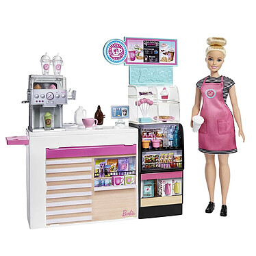 Mattel Coffret Pause Café avec Poupée Barbie et Accessoires Multicolore