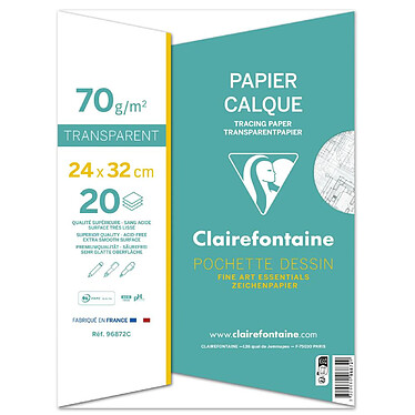 Avis CLAIREFONTAINE Pochette 20 Feuilles Calque supérieur 24x32 cm 70/75g