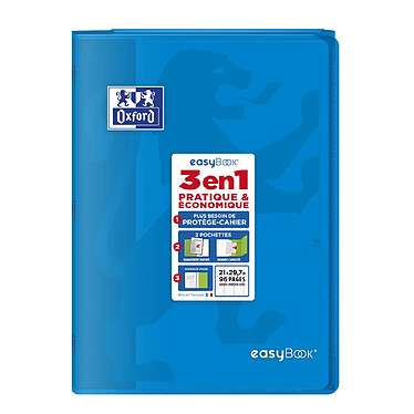 Avis OXFORD Cahier Easybook agrafé 21x29.7cm 96 pages grands carreaux 90g bleu