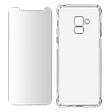 Avizar Pack Protection Samsung Galaxy A8 Coque Souple et Verre Trempé transparent