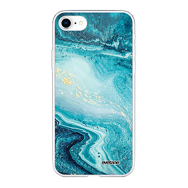 Evetane Coque iPhone 7/8/ iPhone SE 2020/ 2022 silicone transparente Motif Bleu Nacré Marbre ultra resistant