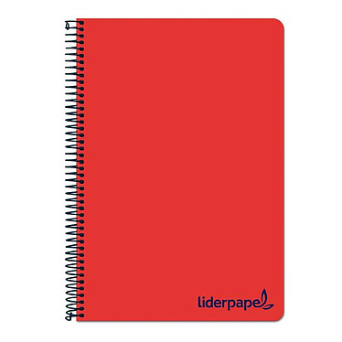 LIDERPAPEL Cahier spirale A7 micro wonder 200 pages 90g quadrillé 5x5mm 4 bandes - Rouge