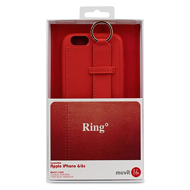 Avis Muvit Coque pour iPhone 6 / 6S / 7 / 8 Ring Élégante avec Lanière Rouge