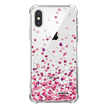 Evetane Coque iPhone X/Xs anti-choc souple angles renforcés transparente Motif Confettis De Coeur