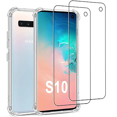 Acheter Evetane Coque Samsung Galaxy S10 Silicone Souple + 2 Vitres en verre trempé Protection écran