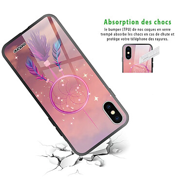 Avis Evetane Coque en verre trempé iPhone Xs Max Attrape rêve rose