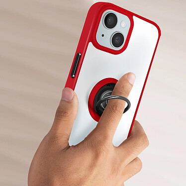 Avis Avizar Coque pour iPhone 15 Plus Bi-matière Bague Métallique Support Vidéo  Rouge